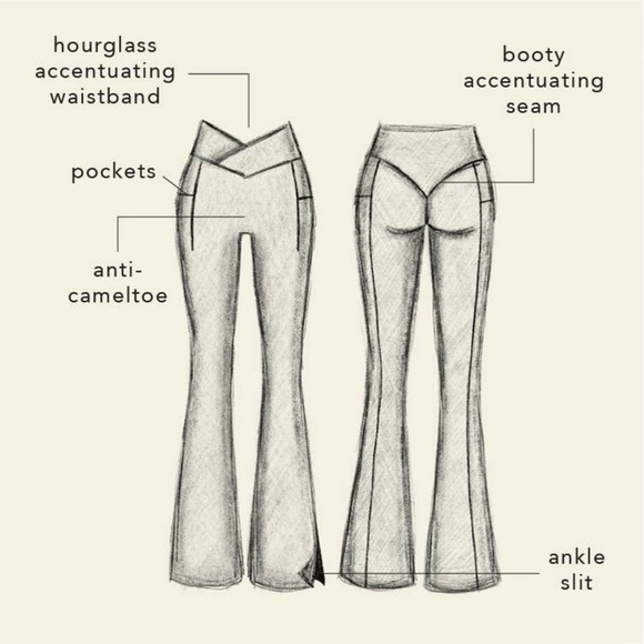 Blogilates Black Criss Cross High Rise Flare Leggings Pockets XS NEW - Picture 5 of 6